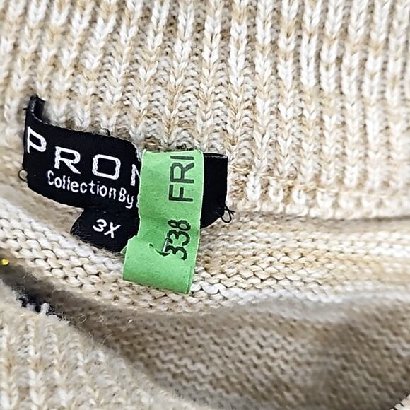 PRONTI Collection By Phita Mens 1/4 Zip Turtle Neck Tan & Black Sweater Size 3X - Picture 6 of 8